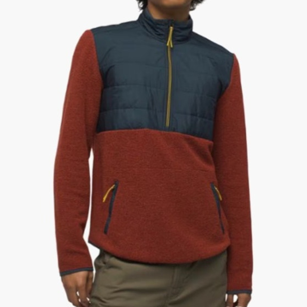 Prana IncrediWool 1/2 Zip Sweater Men's XL Rust Heather Standard Fit Pullover